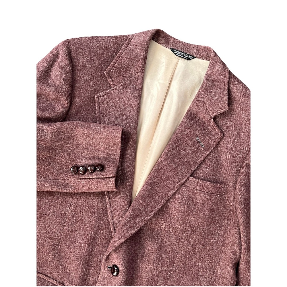Vintage Chevron Tweed Herringbone 100% Camel Hair Sport coat jacket blazer‎ 42R